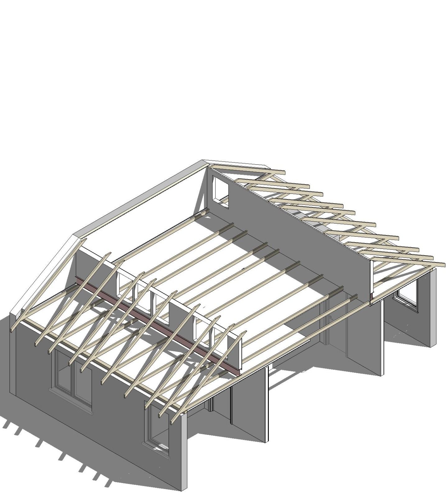 3D attic design — roof rafters and framing